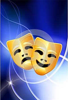 Comedy and Tragedy Masks on Light Background