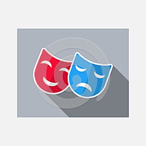 Comedy and tragedy masks. Vector Simple modern icon design illustration