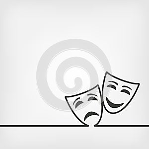 Comedy and tragedy masks white background