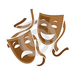 Comedy and tragedy theater masks illustration.