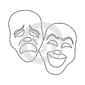 Comedy and tragedy theatrical masks icon