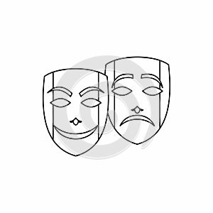 Comedy and tragedy theatrical masks icon