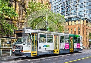 Comeng A1 Class tram on La Trobe Street in Melbourne, Australia