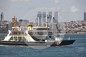 Comercial maritime traffic in the bosphorus strait. Modern Istanbul. Turkey photo