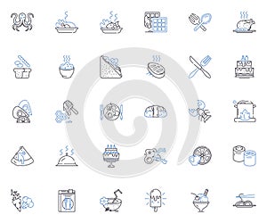 Comestibles line icons collection. Food, Beverage, Cuisine, Edible, Meal, Snack, Dish vector and linear illustration