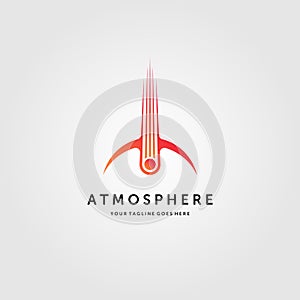 Comet crashed atmosphere logo meteor impact vector emblem illustration design
