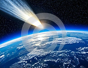 A comet is falling towards the earth