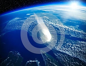 A comet is falling towards the earth