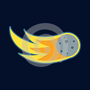 Comet, fireball or meteor icon, cartoon style