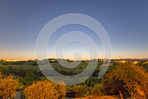 The comet Neowise in the Chianti hills of Tuscany, Italy