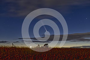 Comet Tsuchinshan-ATLAS comet in the night sky