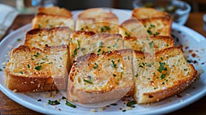 comfort food, garlic bread, crispy and hot from the oven, is a comforting and irresistible snack perfect for any