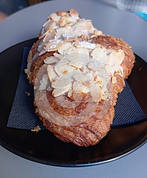 Comfort Food Pastry Croissant With Almond Petals