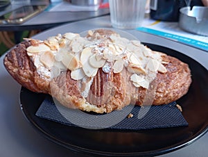 Comfort Food Pastry Croissant With Almond Petals