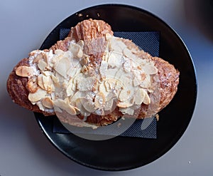 Comfort Food Pastry Croissant With Almond Petals