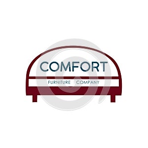 Comfort logotype with sofa vector element