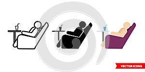 Comfort relax icon of 3 types color, black and white, outline. Isolated vector sign symbol