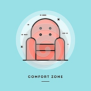 Comfort zone, flat design thin line banner.