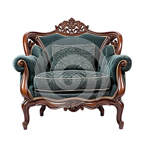 a comfortable armchair with elegant upholstery