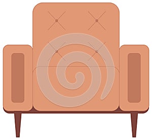 Comfortable armchair on white background. Isolated brown couch lounge in interior, furniture item