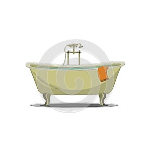 Comfortable bathtub vector or color illustration