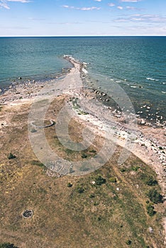 comfortable beach of the baltic sea with rocks and green vegetat