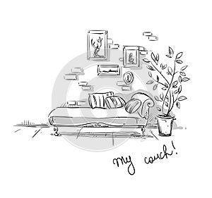 Comfortable couch, illustration