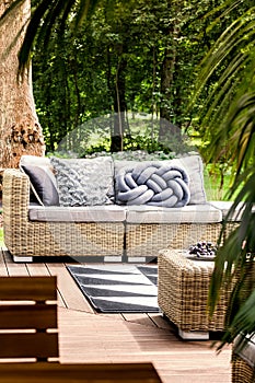 Comfortable couch on patio