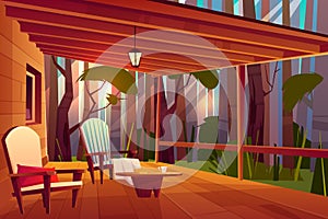 Comfortable country house veranda cartoon vector