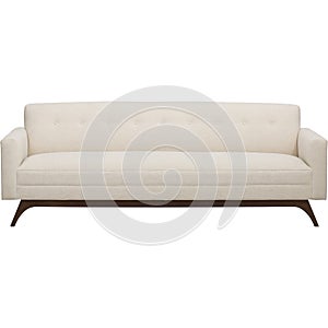 Comfortable Cream colour studded back luxury sofa with white background - Stock image