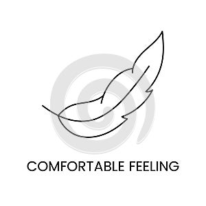 Comfortable feeling line icon in vector, birds feather illustration.