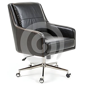 Leather office chair isolated on white background photo