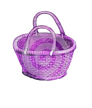 Comfortable lilac traditional wicker basket