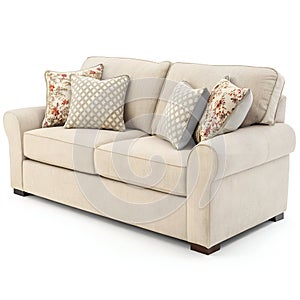 Comfortable Modern Sofa Isolated on White Background