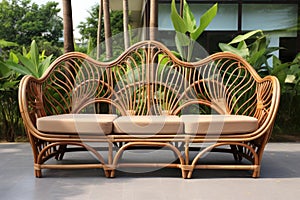 Comfortable Outdoor rattan chairs sofa. Generate Ai