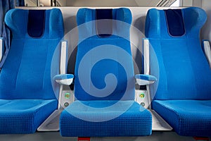 Comfortable passenger seats in train