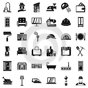 Comfortable place icons set, simple style