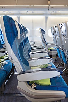 Comfortable seats in aircraft cabin