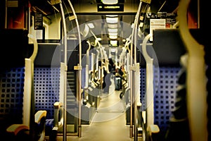 Comfortable seats, modern train, Travels, Subway car