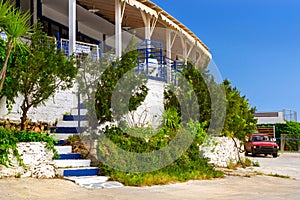 Beach cafe on the seafront. Bali, Crete, Greece