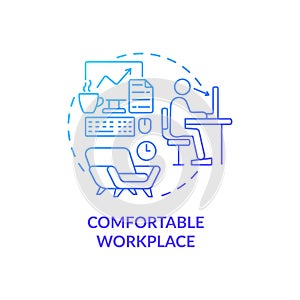 Comfortable workplace blue gradient concept icon
