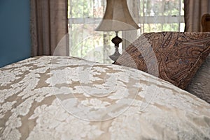 Comforter and Pillows on Bed