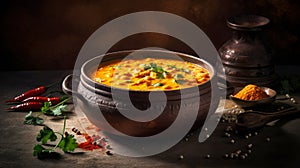Comforting Dal The Heart and Soul of Indian Cuisine food photography. Generative AI
