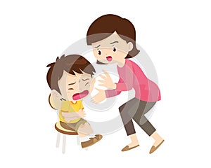 Comforting sad children by parent or teacher