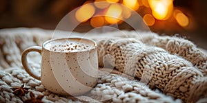 A Comforting Winter Scene Savoring Cocoa by a Crackling Fire. Concept Winter Scenes, Cocoa Recipes, Cozy Moments, Fireside