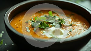 Comforting Yellow Dal Bowl with Rich Butter and Fresh Coriander