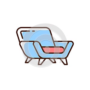 Comfy blue armchair RGB color icon