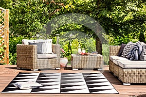 Garden furniture and rug photo