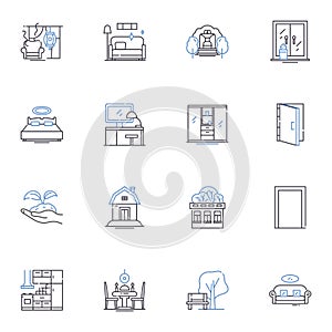 Comfy nest line icons collection. Cozy, Snug, Homey, Warm, Inviting, Soft, Relaxed vector and linear illustration