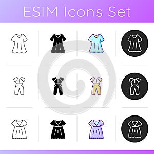 Comfy trendy outfit icons set